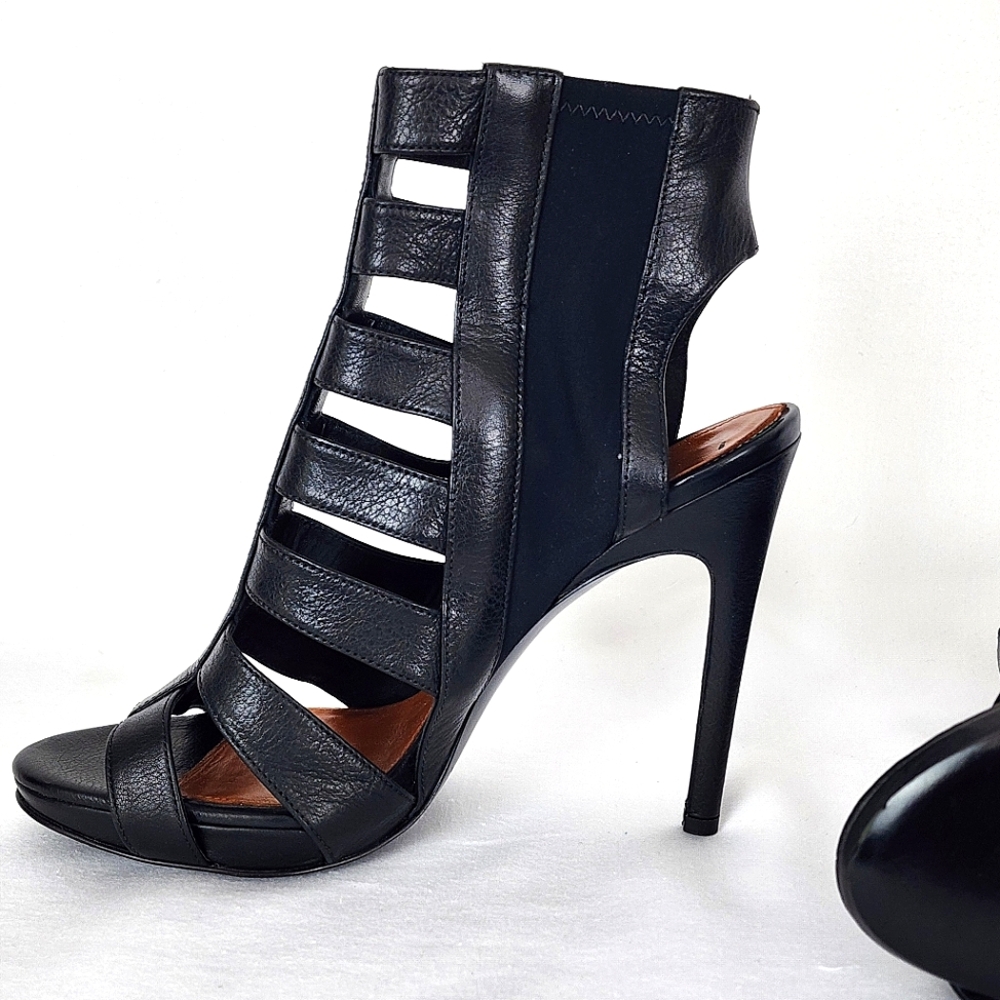 NWOB Via Spiga Italian Leather Caged 4.5" Heels Size 7.5 Black - Picture 9 of 11